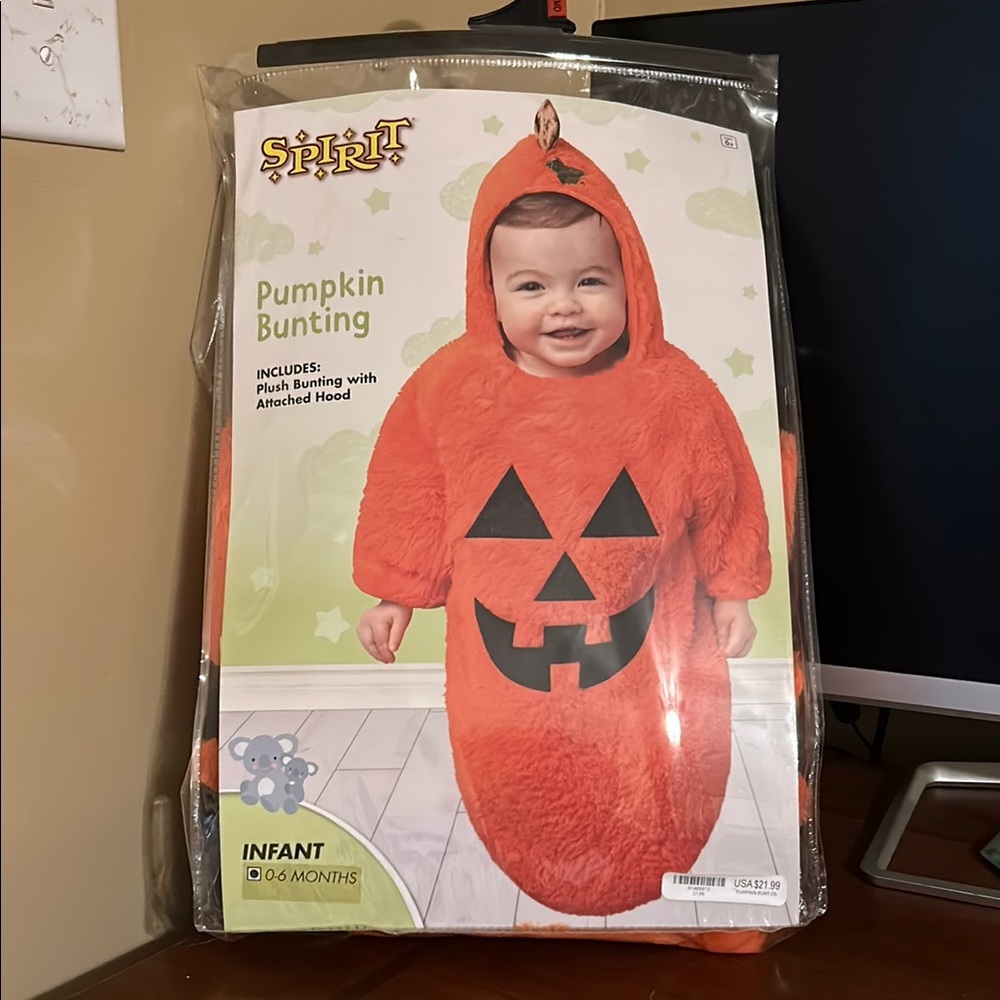 Spirit Halloween Orange and Black Pumpkin Costume